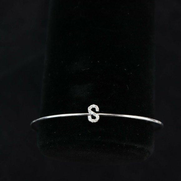 La Soula Jewelry - LaSoula Diamond Initial S Pendant Bracelet Silver